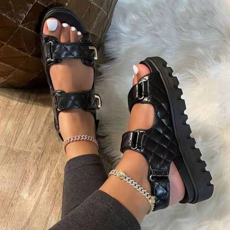 Dame fashionable komfortable velours-sandaler med justerbare spænder Stilla