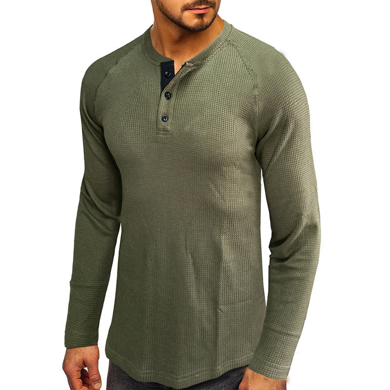 Herrer Langærmet Henley Skjorte med struktureret Design Stilla