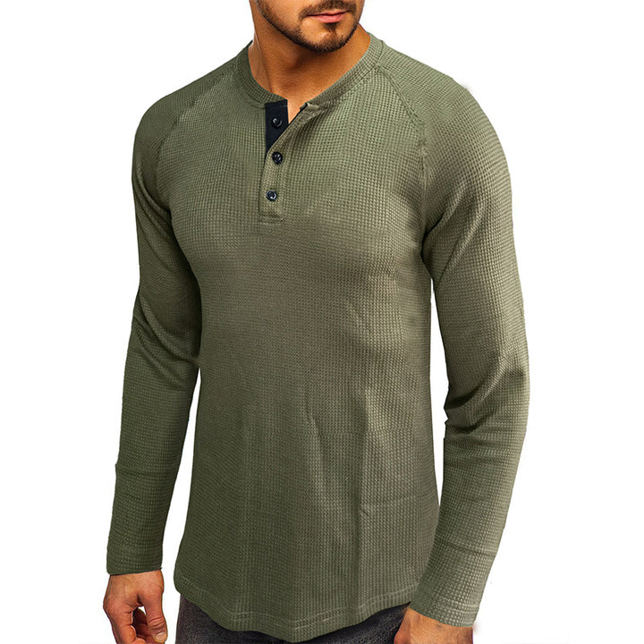 Herrer Langærmet Henley Skjorte med struktureret Design Stilla