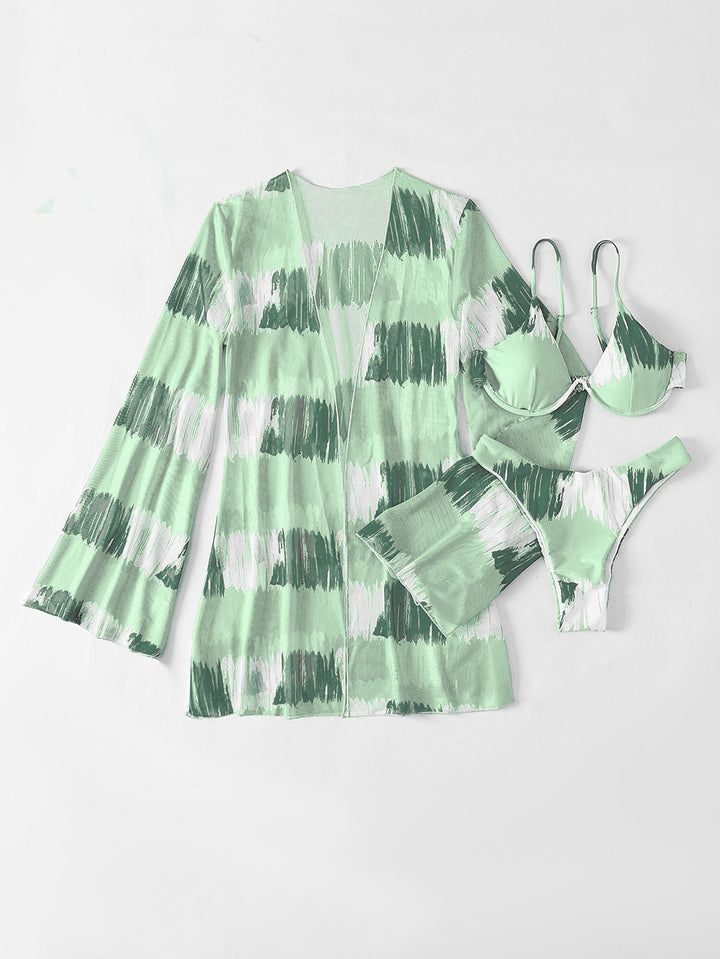 Dame Bikinisæt med gennemsigtig Kimono og moderne design Skovae