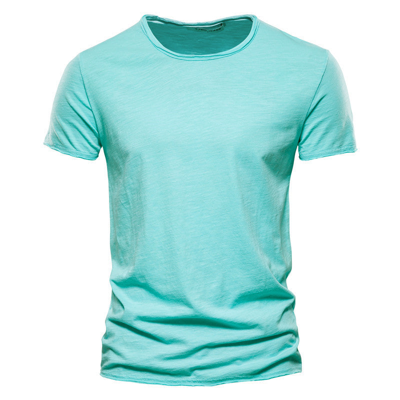 Herrer nan let bomulds T-shirt med rund halsudskæring og slank pasform Skovae