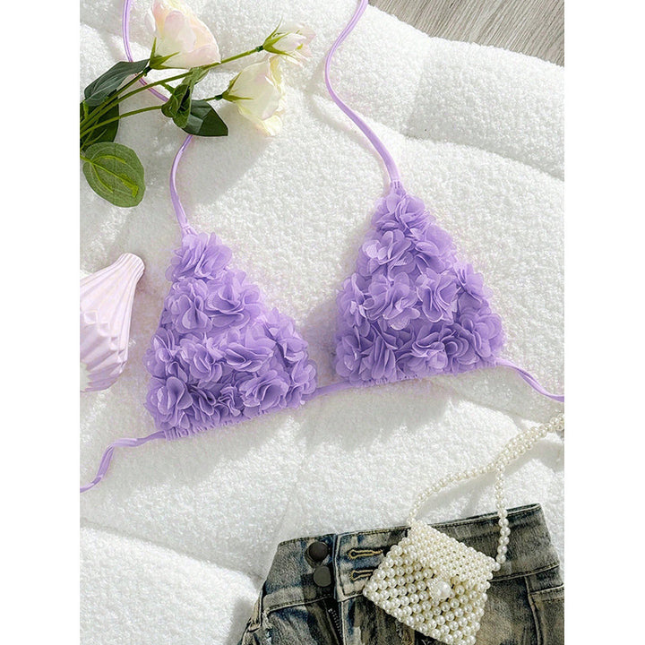 Dame Triangel-Bikini-Top med blomsterapplikationer Skovae