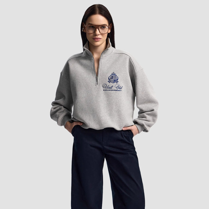 Damer Sommer Zip Sweater med broderi design af høj kvalitet og afslappet pasform Stilla