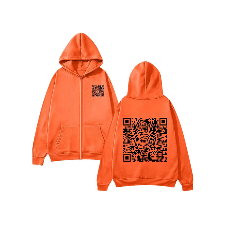 Kvinders hættejakke med QR-kode design og blødt fleece Skovae