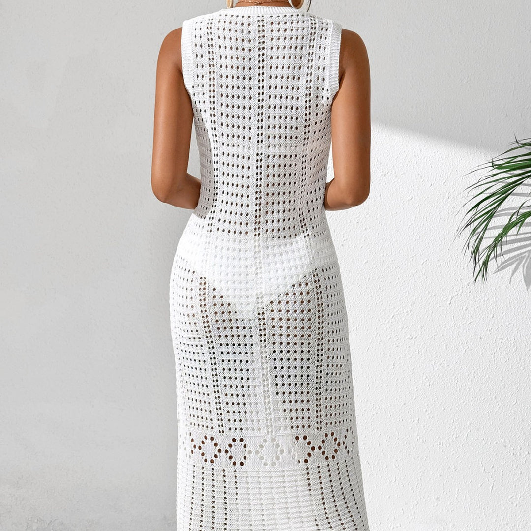 Femme Elegante Hæklestrik Midi Kjole Stilla