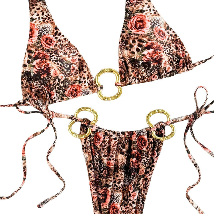 Dame Floral Print Triangle Bikini Sæt Stilla