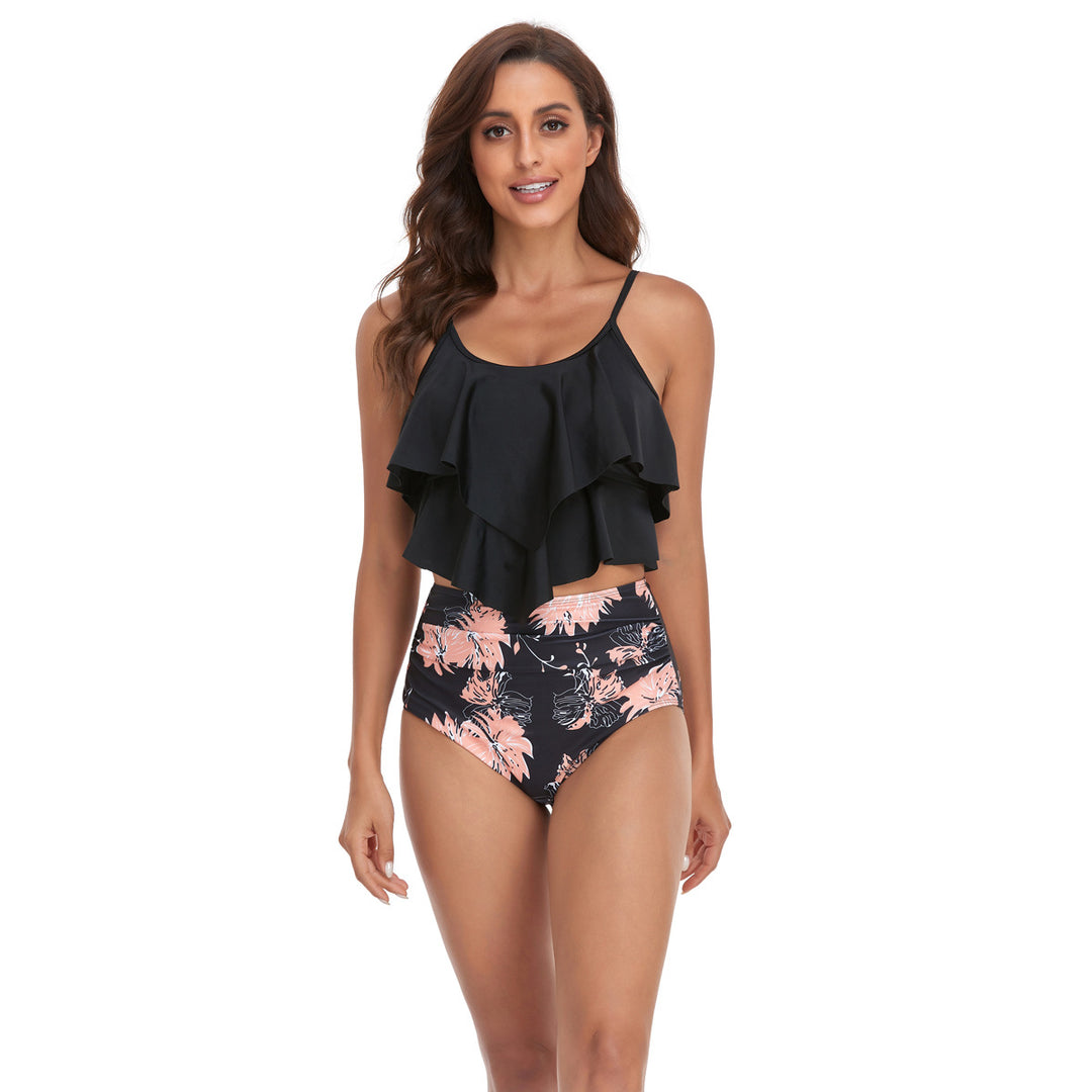 Dame Tankini med voluminøst ruffles top og højtaljede shorts Stilla