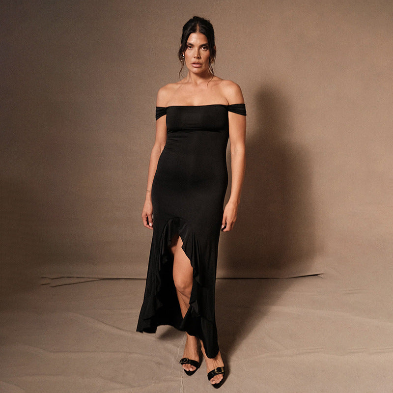 Dame Off-Shoulder Maxikjole med figursmigrende snit Stilla