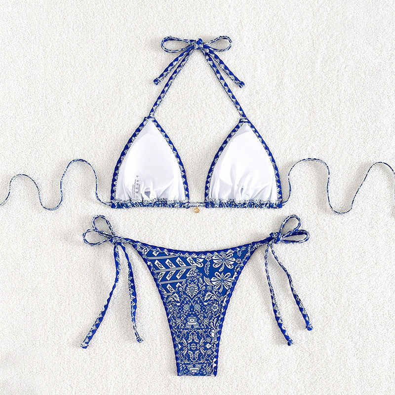 Dame Triangel-Bikini med blomstermønster Skovae