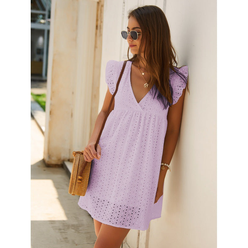Kvinder Eyelet Broderi Sommerkjole Stilla