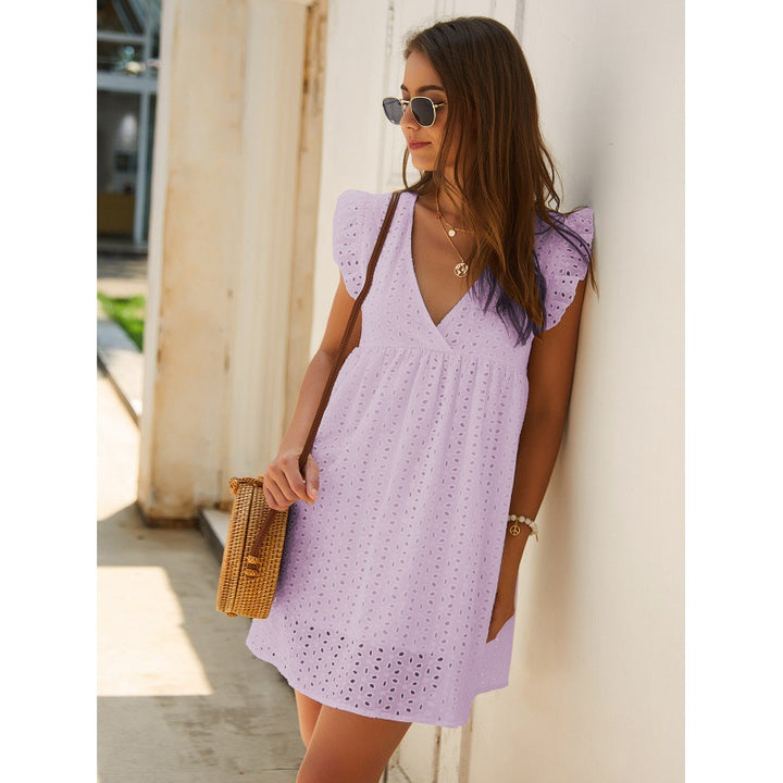 Kvinder Eyelet Broderi Sommerkjole Stilla