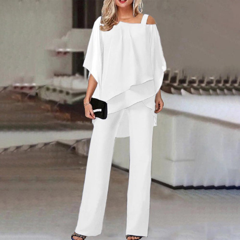 Dame Stilig Sæt med asymmetrisk snit og oversized Top Stilla