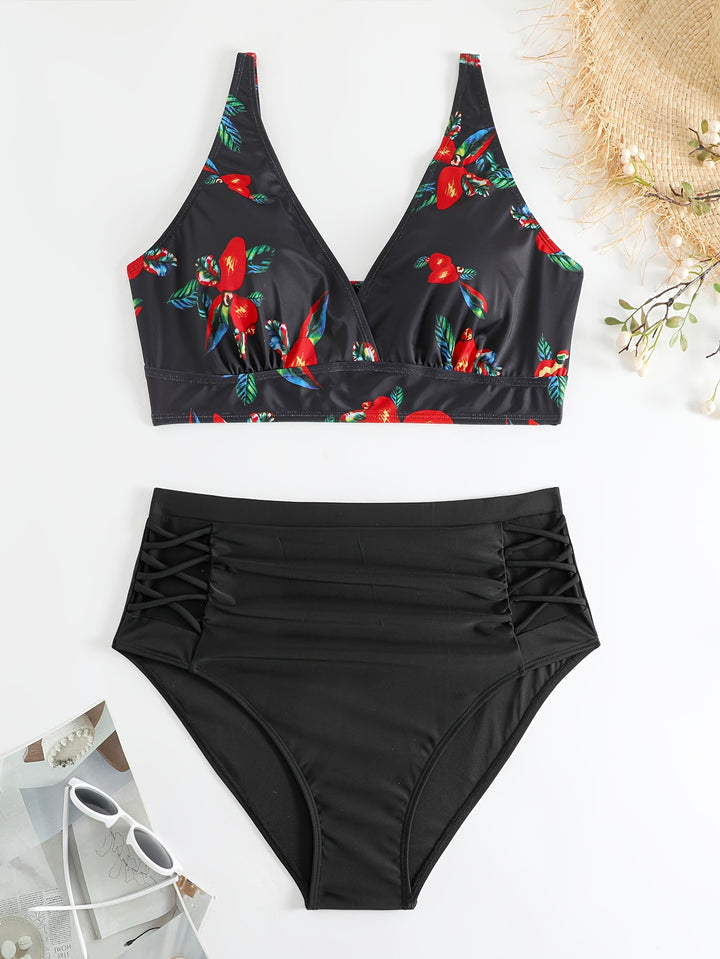 Dame Højskåret bikini med blomster accenter og raffinerede detaljer Skovae