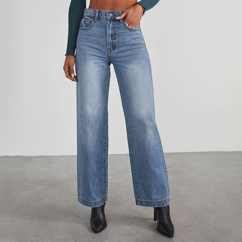 Dame Løst skårne jeans med høj talje og elegant sømføring Stilla