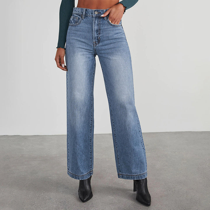 Dame Løst skårne jeans med høj talje og elegant sømføring Stilla