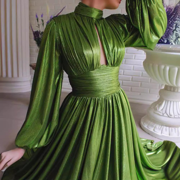 Dame Elegant Maxikjole med plisserede detaljer og luksuriøs fald Stilla