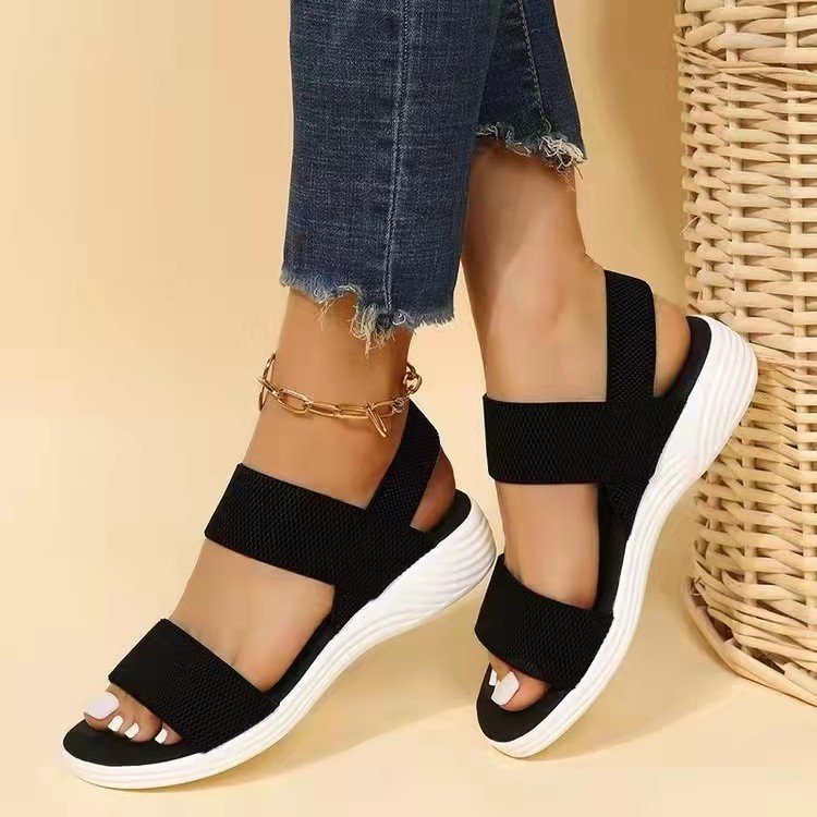 Dame Åndbare Sandaler med elastiske Remme og komfortabel Sål Stilla