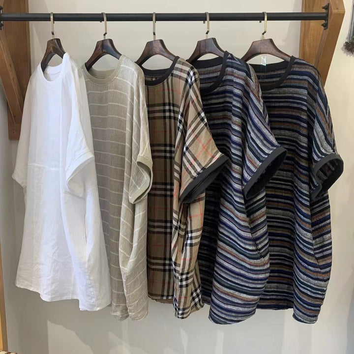 Femme Rutig Oversized Tunika-Top Stilla