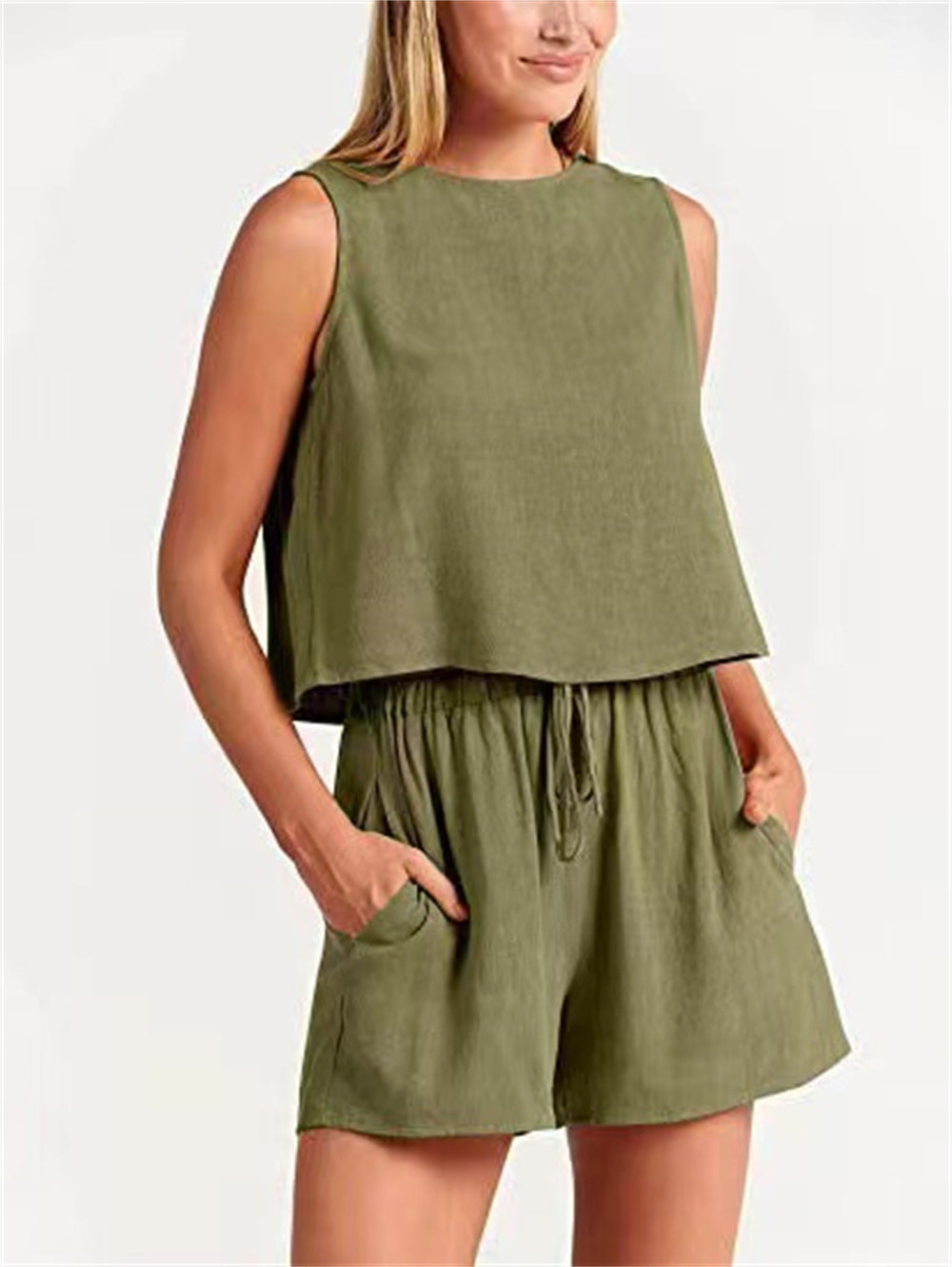 Dame afslappet sæt med ærmeløs top og shorts Stilla