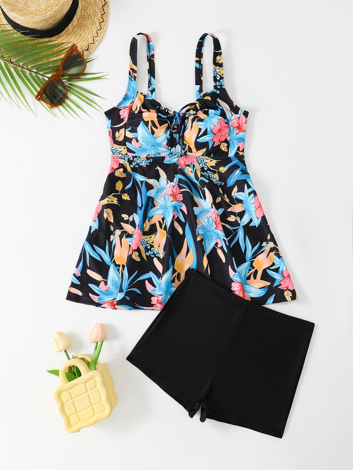 Dame Tankini-sæt med blomsterdesign og mode top Stilla