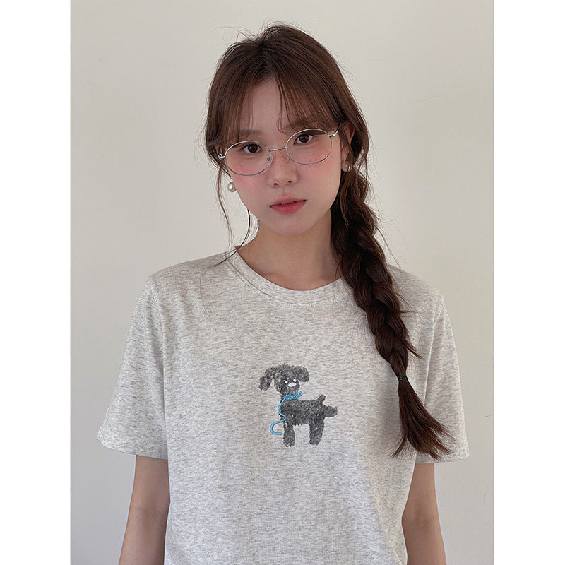 Dame T-shirt med kreativt dyremotiv og afslappet snit Stilla