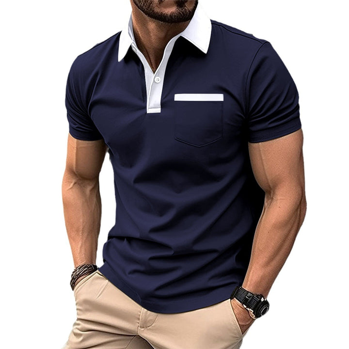 Herrer Poloshirt med moderne kontrastkrave og praktisk brystlomme Stilla