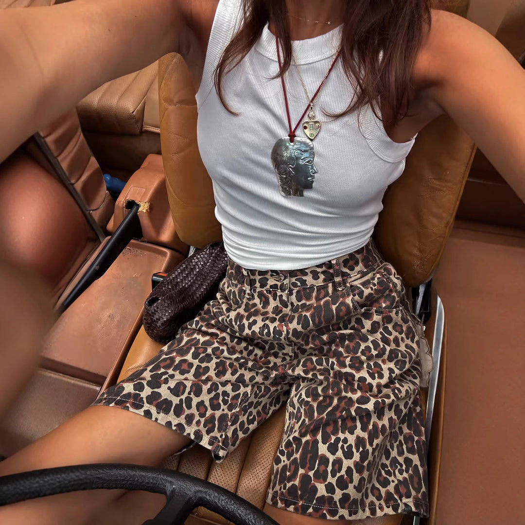 Dame leopardmønster shorts Stilla