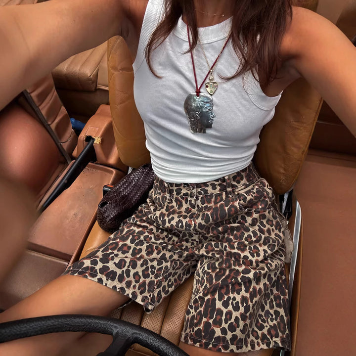 Dame leopardmønster shorts Stilla