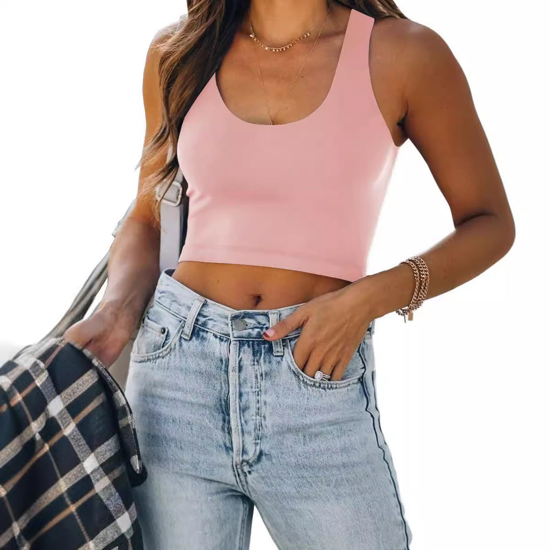 Dame sporty crop-top med brede stropper og tætsiddende snit Stilla