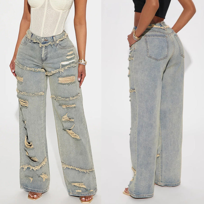 Dame løst skåret Destroyed jeans Stilla