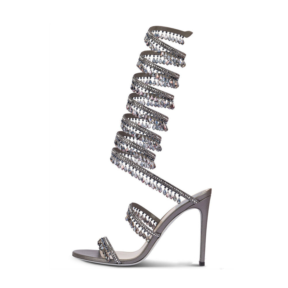 Femme Strappy Strass-besatte Stiletto-hæle sandaler Stilla