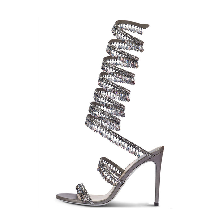 Femme Strappy Strass-besatte Stiletto-hæle sandaler Stilla