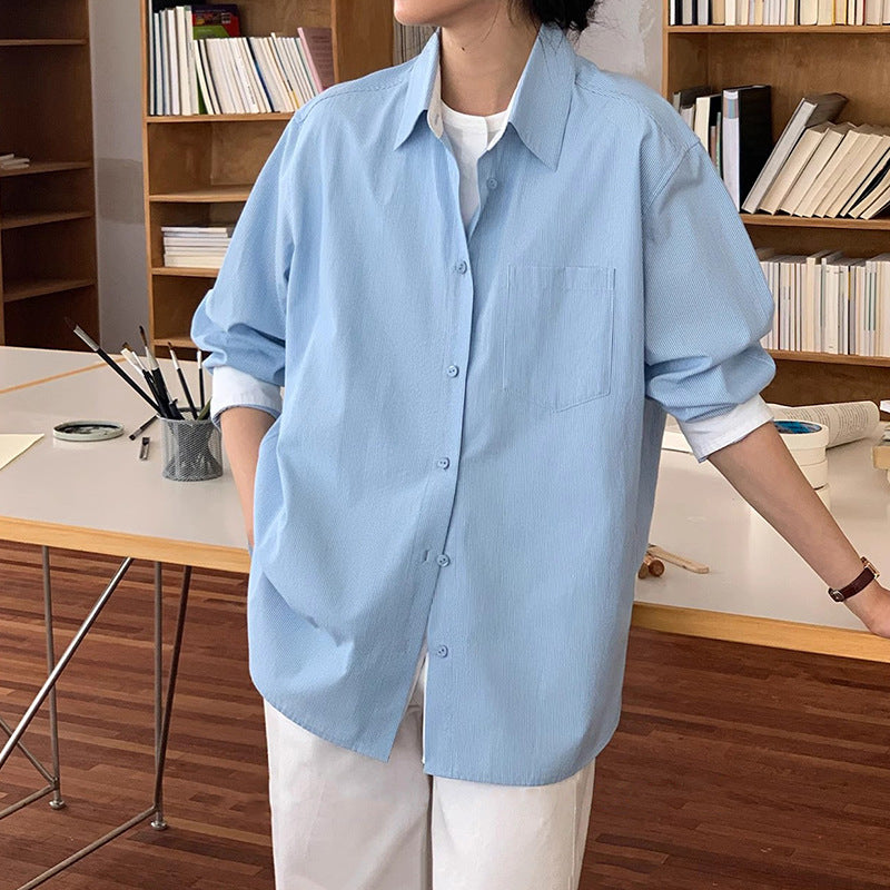 Dame oversized skjorte bluse i afslappet stil med praktiske lommer Stilla