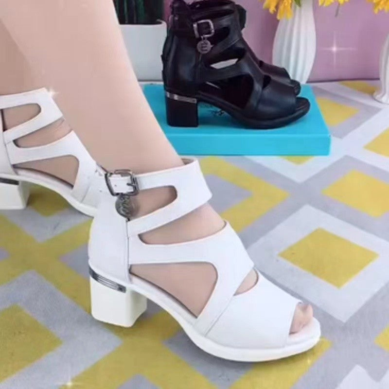 Dame Peep-Toe Blokhæl Sandaler med justerbart remdesign og modiske accenter Stilla