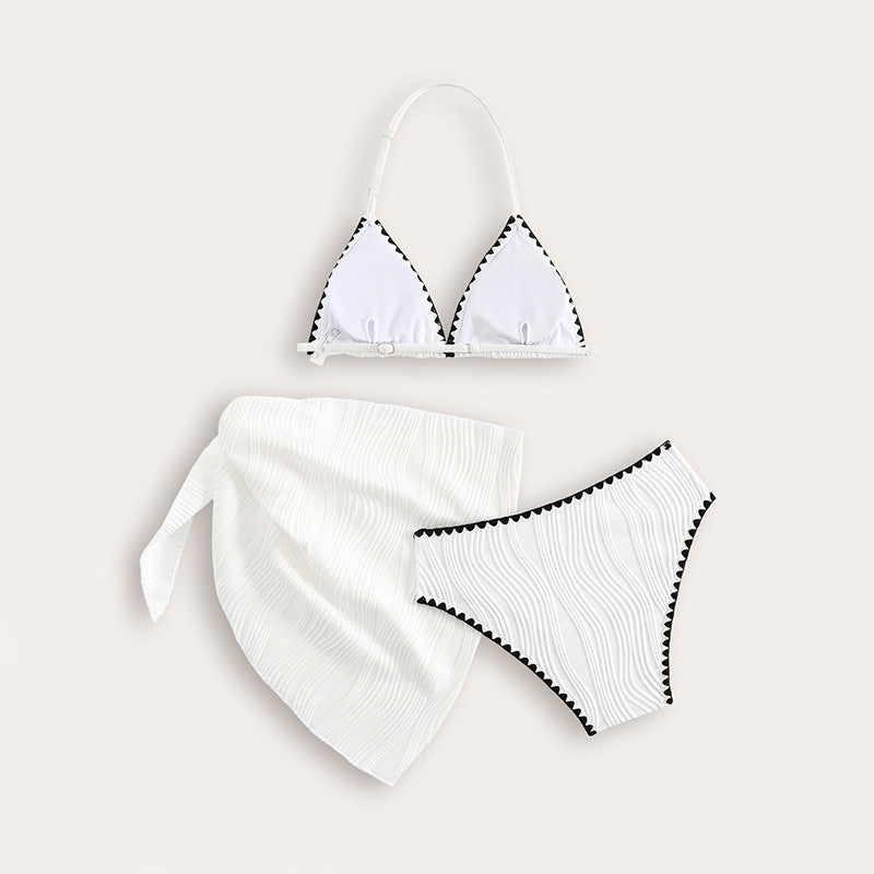 Dame Triangel-Bikini med dekorativt bånd-design og matchende omslagsskørt Stilla