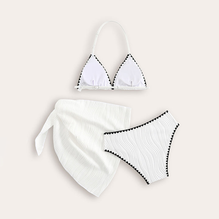 Dame Triangel-Bikini med dekorativt bånd-design og matchende omslagsskørt Stilla