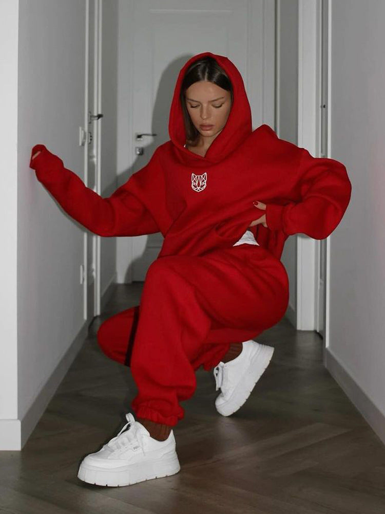 Dame Oversized Hoodie med Casual Joggingbukser Sæt Skovae