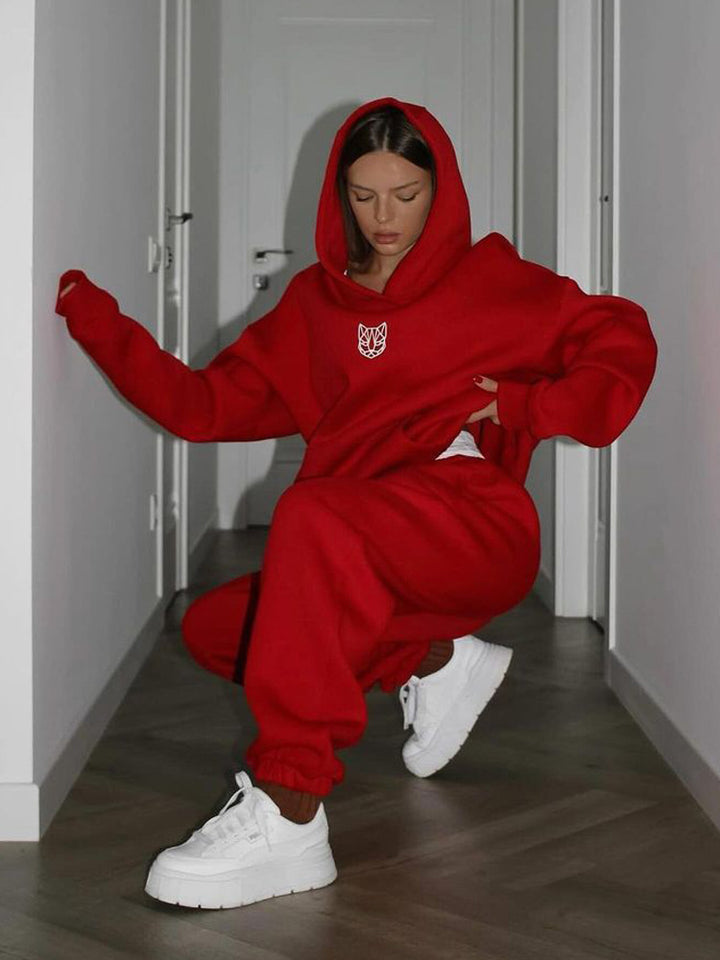 Dame Oversized Hoodie med Casual Joggingbukser Sæt Skovae