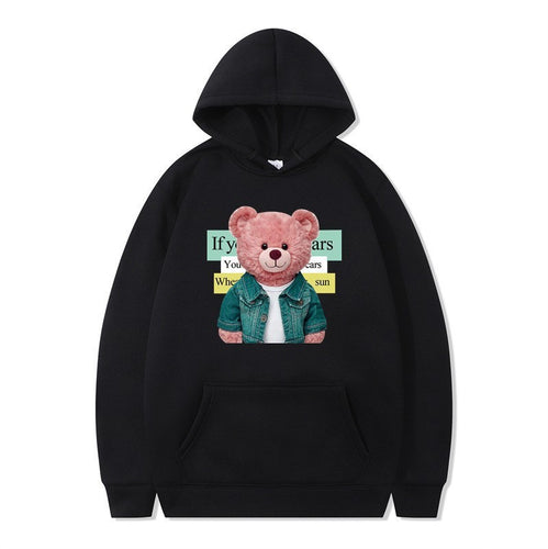 Women Hoodie med sødt bjørnemotiv Skovae