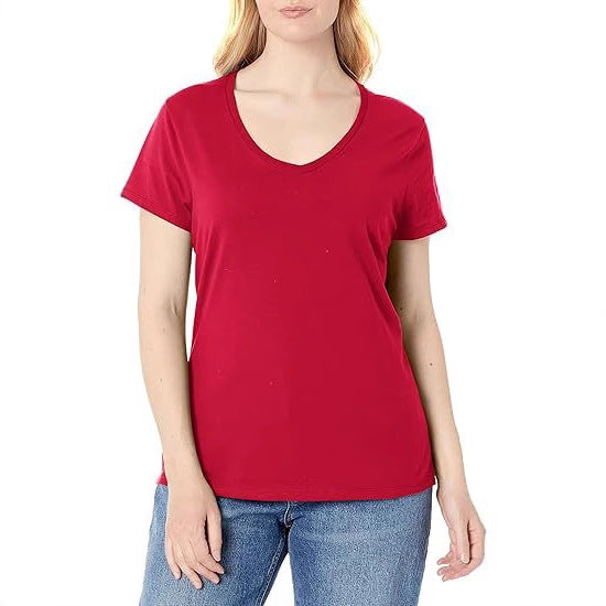Dame V-hals T-shirt med åndbart materiale og moderne snitlinjer Stilla