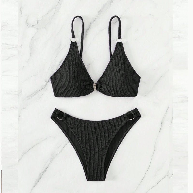 Dame Triangel-Bikini med ringdekorationer Skovae