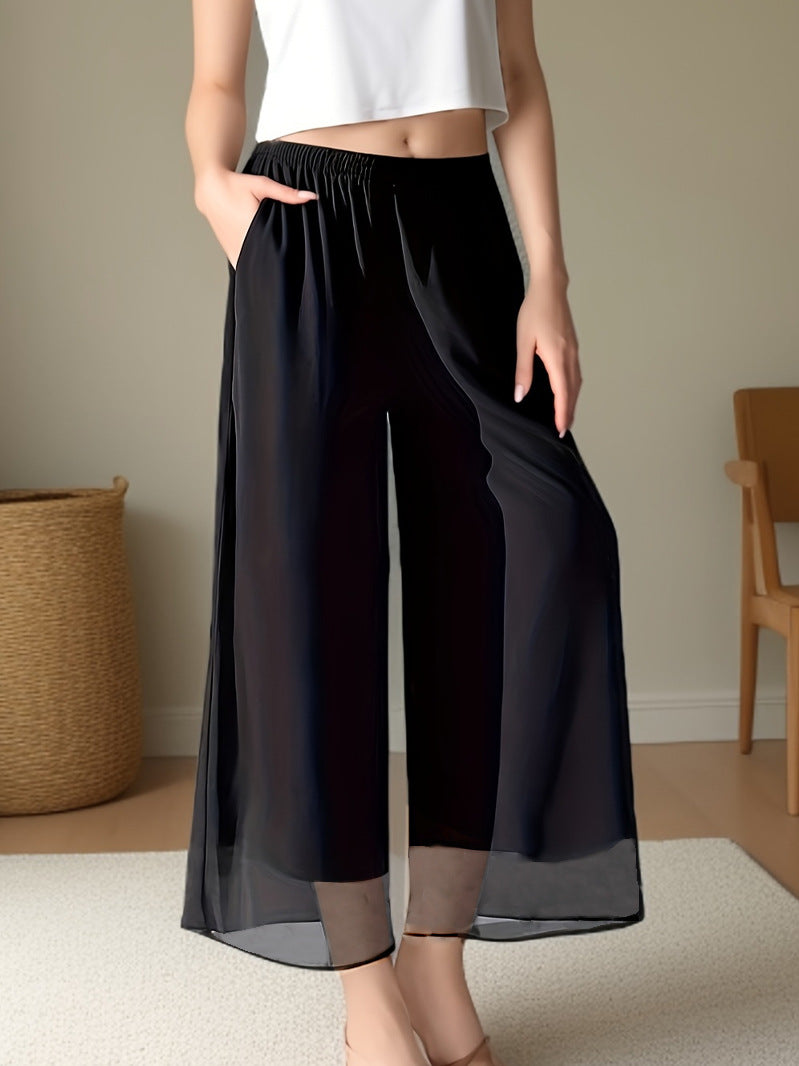 Dame bred, gennemsigtig Culotte i let chiffon med elastisk talje og praktiske lommer Stiila