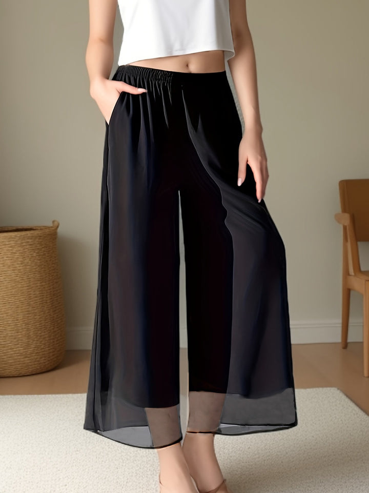 Dame bred, gennemsigtig Culotte i let chiffon med elastisk talje og praktiske lommer Stiila