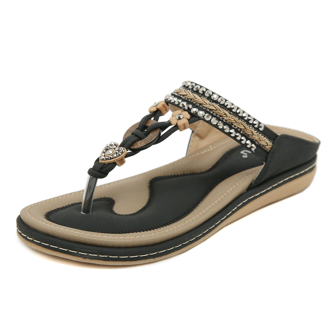 Dame flip-flops med glamourøse udsmykninger og komfortabelt fodseng Stilla