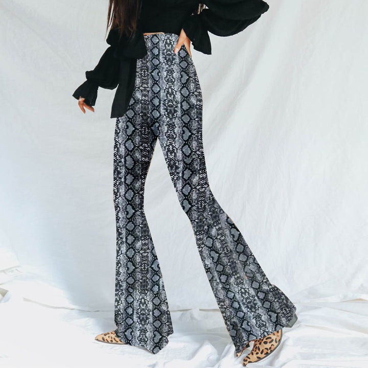 Dame Flared Leggings i leopardmønster med høj talje og elastisk stof Stilla