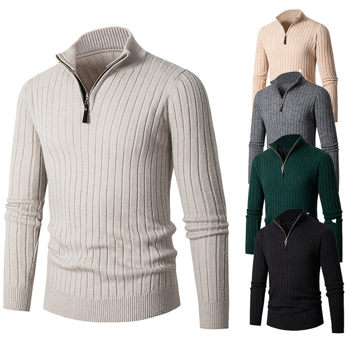 Herrer Ribstrik Zip-Up Pullover Sweater Stilla