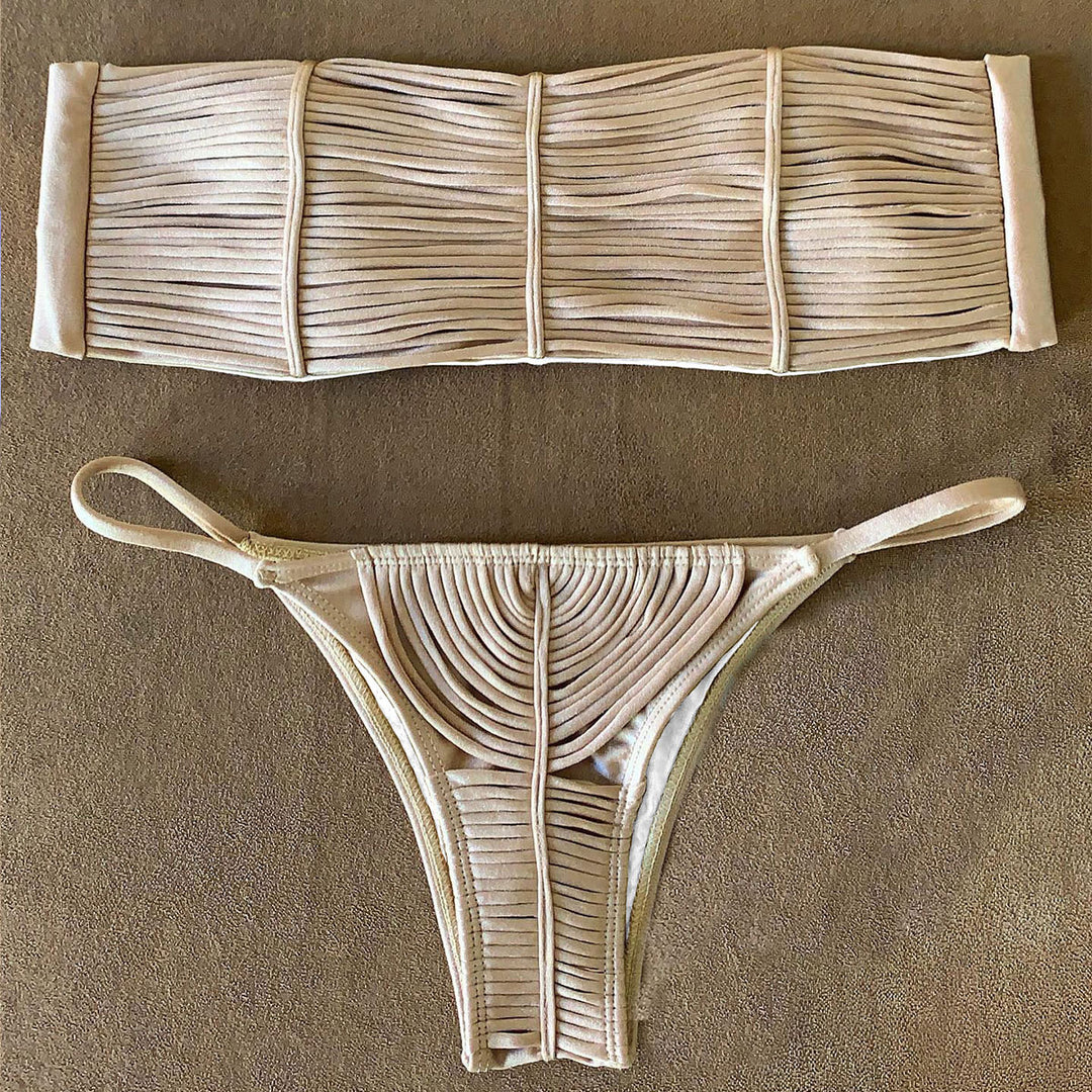 Dame Bikini-sæt med raffineret flæse-design og høj talje Stilla