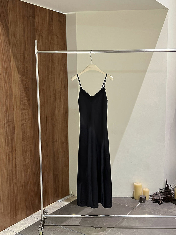 Damer elegant Spaghettistrop kjole med fin spids Stilla