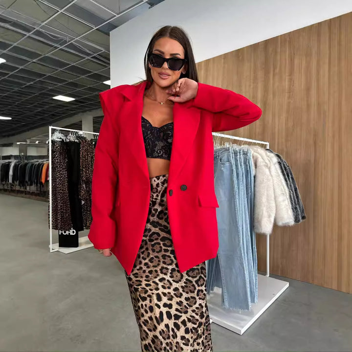 Dame oversized blazerjakke med struktureret snit og afslappet stil Stilla
