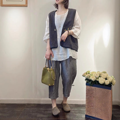 Femme Stilfuld Broderet Denim Veste Stilla